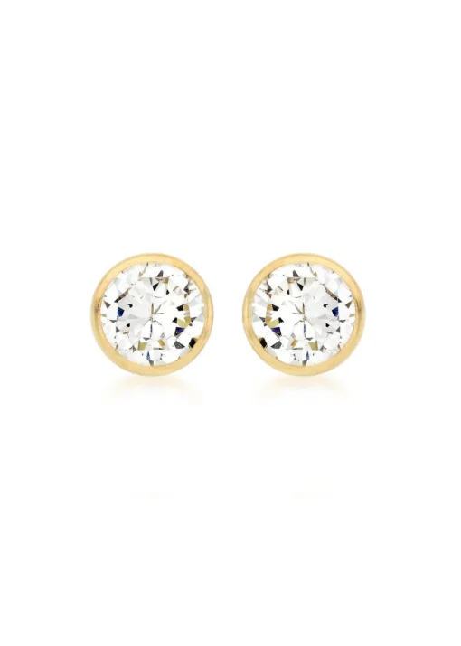 Golden Moments 9ct Yellow Gold CZ Round Stud Earrings