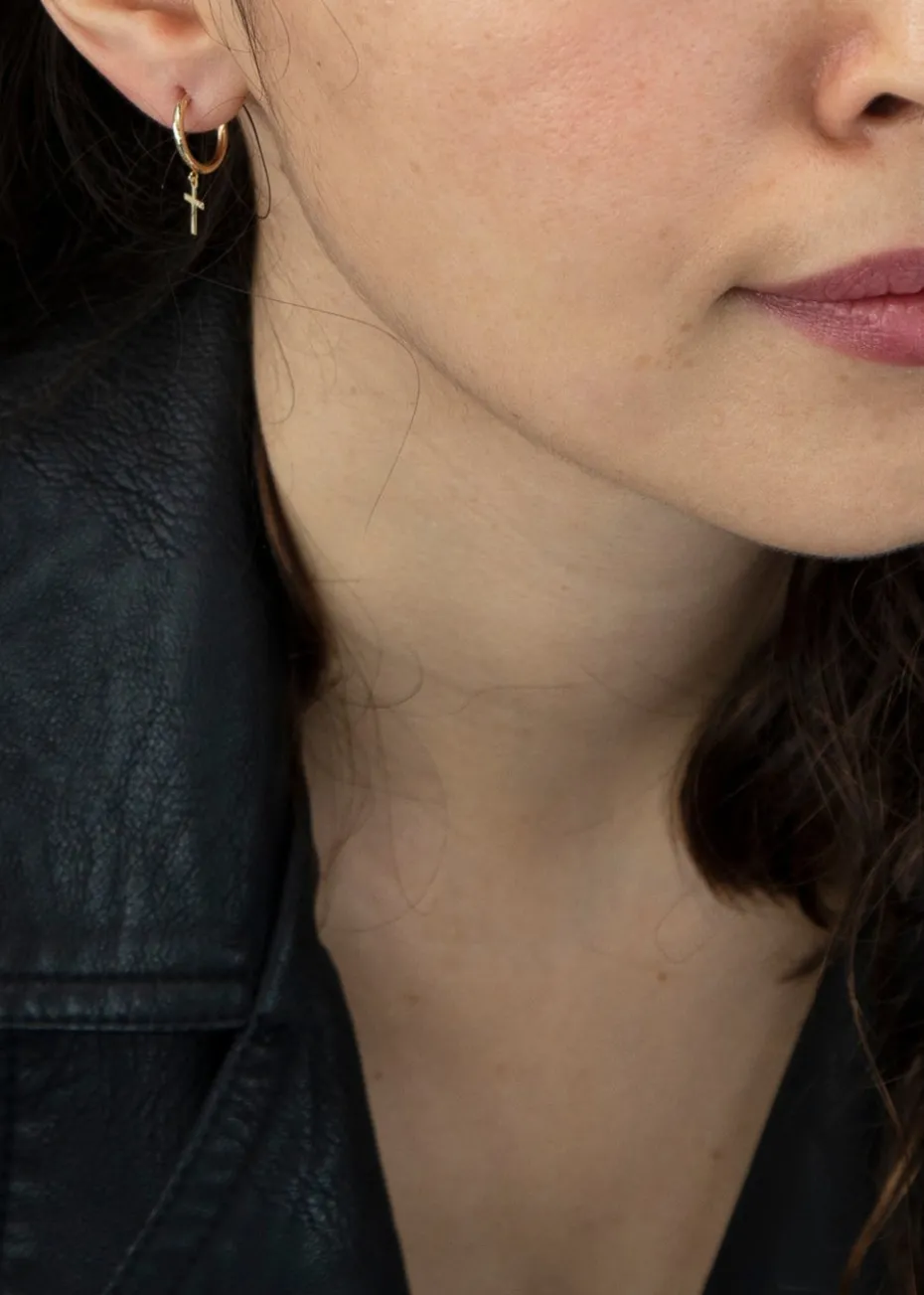 Golden Moments 9ct Yellow Gold 'Cross' Sleeper Hoops
