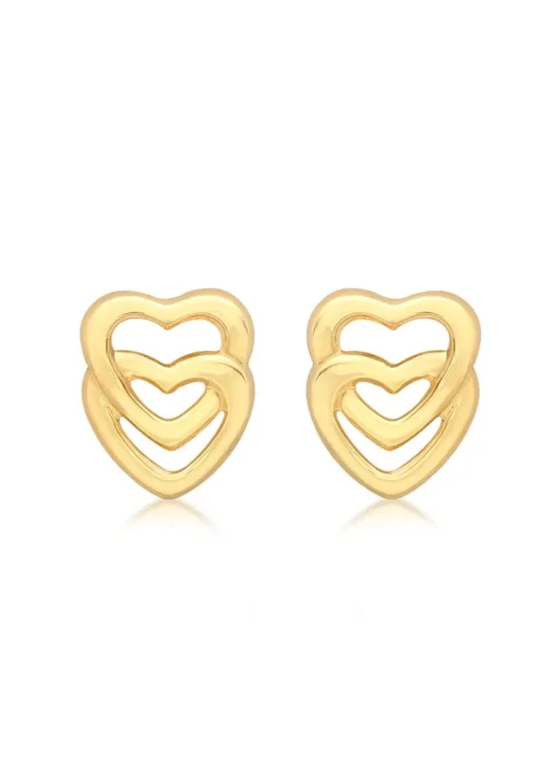 Golden Moments 9ct Yellow Gold Entwined-Hearts Stud Earrings