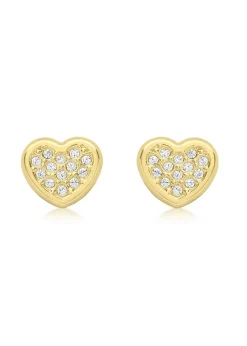 Golden Moments 9ct Yellow Gold Multi CZ Heart Stud Earrings