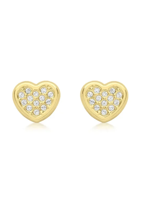 Golden Moments 9ct Yellow Gold Multi CZ Heart Stud Earrings