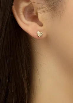 Golden Moments 9ct Yellow Gold Multi CZ Heart Stud Earrings