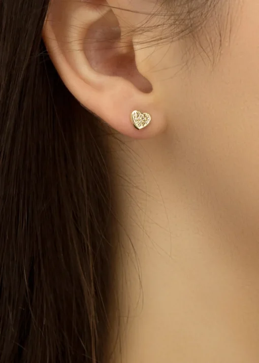 Golden Moments 9ct Yellow Gold Multi CZ Heart Stud Earrings