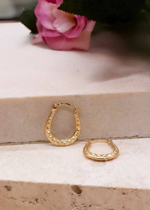 Golden Moments 9ct Yellow Gold Patterned Creole Earrings