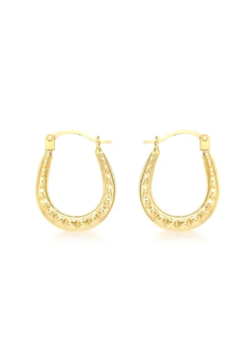 Golden Moments 9ct Yellow Gold Patterned Creole Earrings