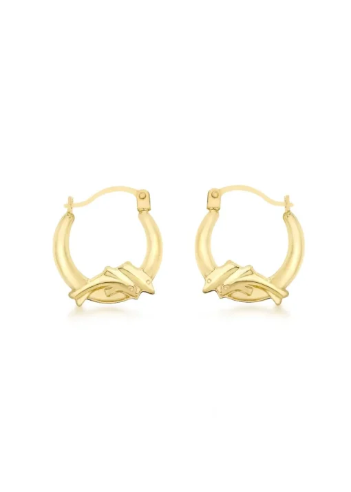 Golden Moments 9ct Yellow Gold Dolphin Creole Earrings
