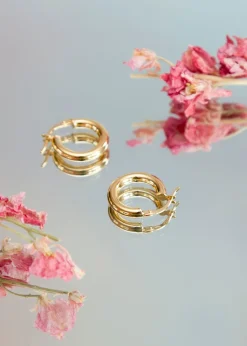 Golden Moments 9ct Yellow Gold  Green Clover Petals Drop Stud Earrings