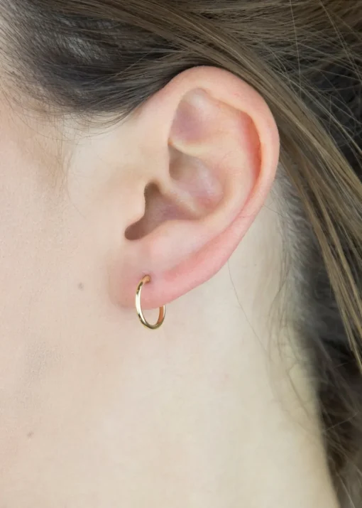 Golden Moments 9ct Yellow Gold Round-Tube Polished Sleeper Hoop Earrings