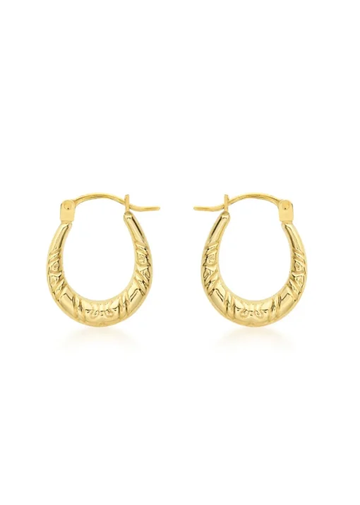 Golden Moments 9ct Yellow Gold Crystalique Creole Earrings
