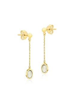 Golden Moments 9ct Yellow Gold Oval Mother of Pearl Drop Stud Earrings