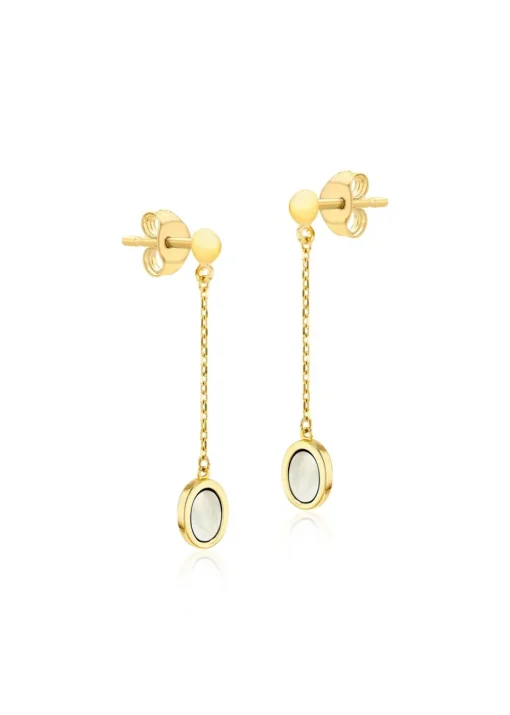 Golden Moments 9ct Yellow Gold Oval Mother of Pearl Drop Stud Earrings