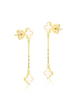 Golden Moments 9ct Yellow Gold CZ Half-Pave Set Heart Stud Earrings