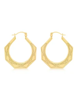 Golden Moments 9ct Yellow Gold Patterned Creole Earrings