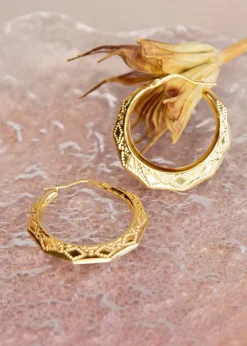 Golden Moments 9ct Yellow Gold Patterned Creole Earrings