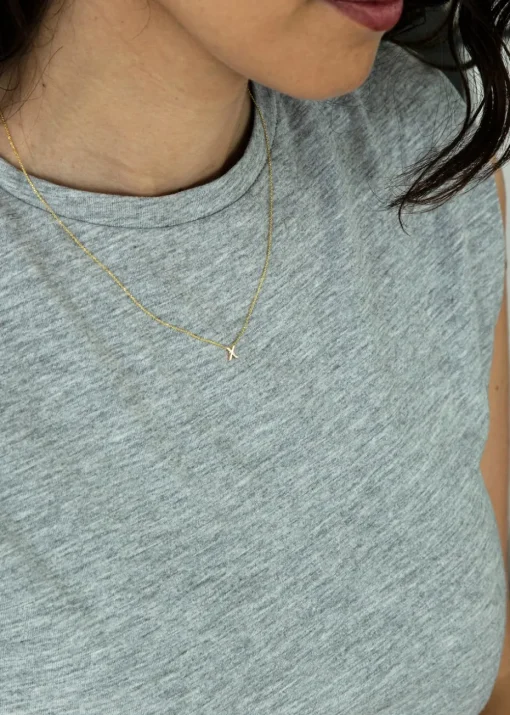 Golden Moments 9ct Yellow Gold Mini 'X' Initial Necklace