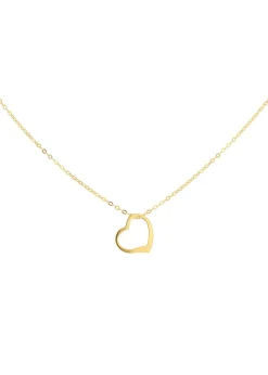 Golden Moments 9ct Yellow Gold Open Floating Heart Necklace