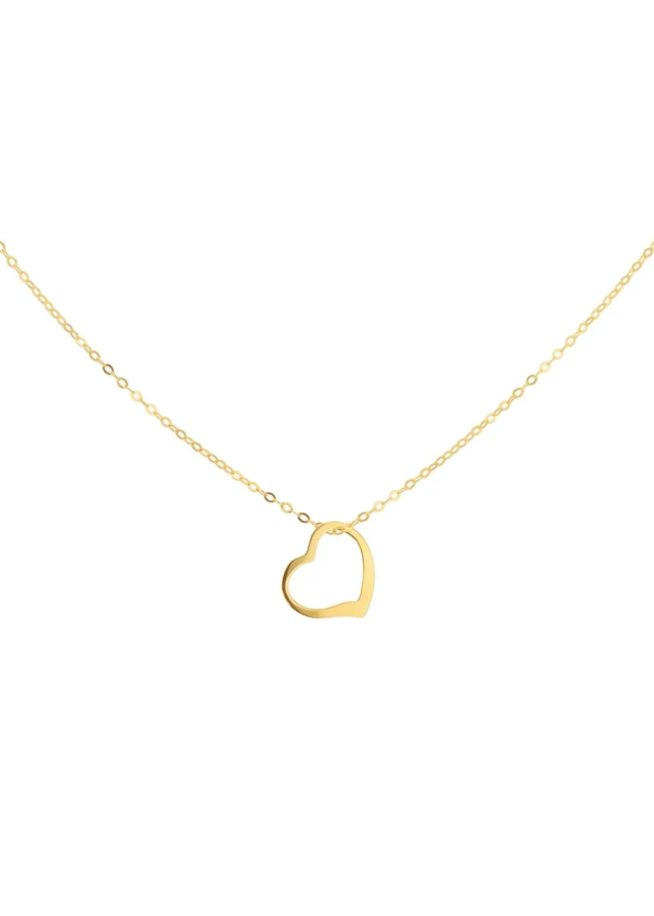 Golden Moments 9ct Yellow Gold Open Floating Heart Necklace