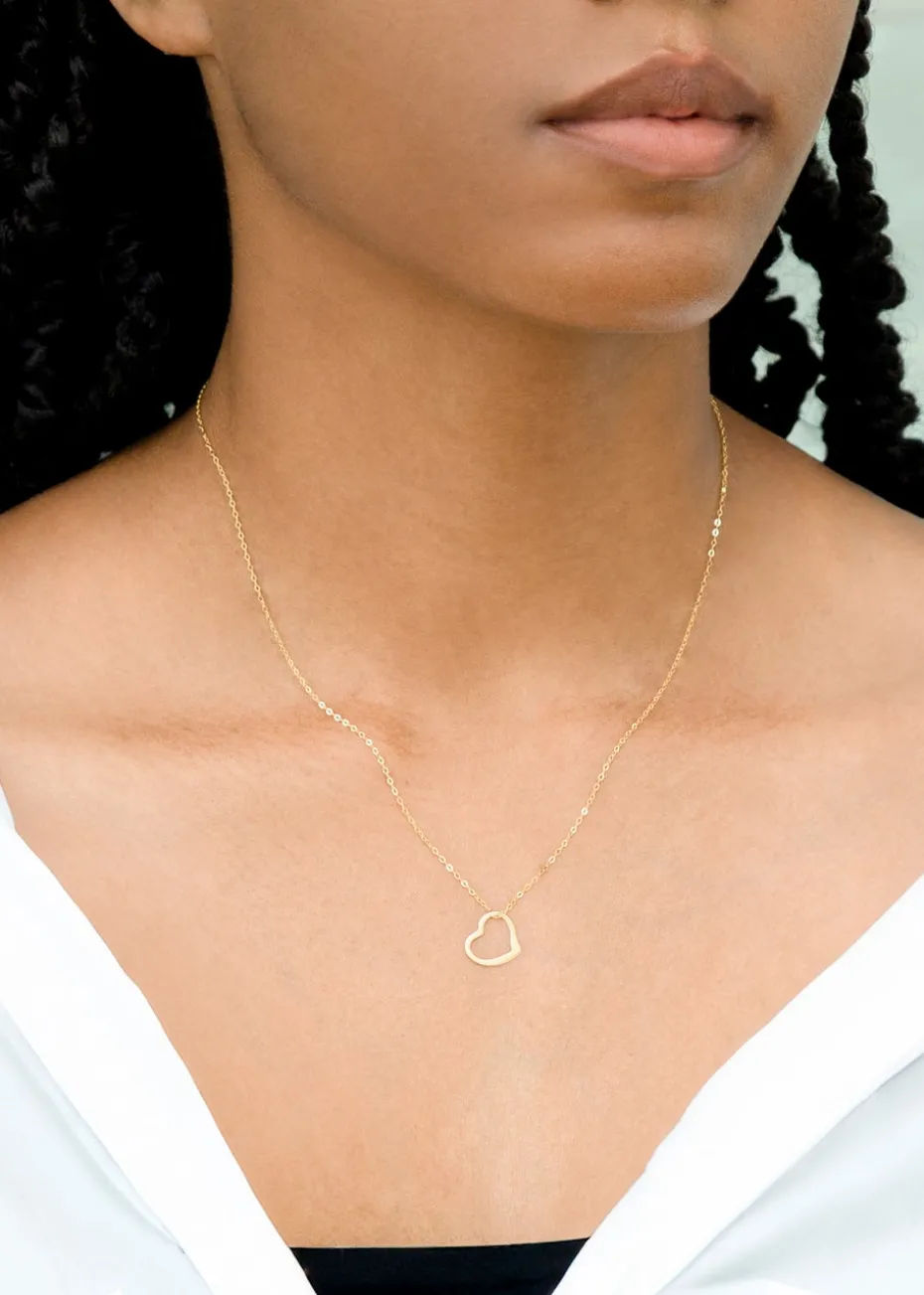 Golden Moments 9ct Yellow Gold Open Floating Heart Necklace