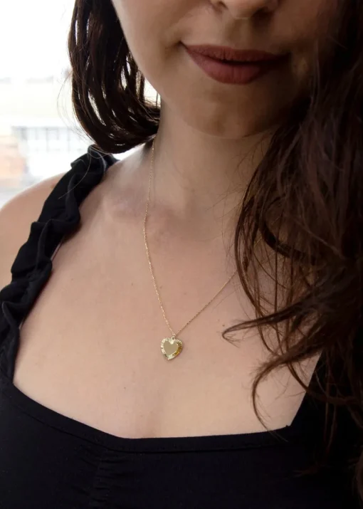 Golden Moments 9ct Yellow Gold Diamond Cut & Polished Double Heart Adjustable Necklace
