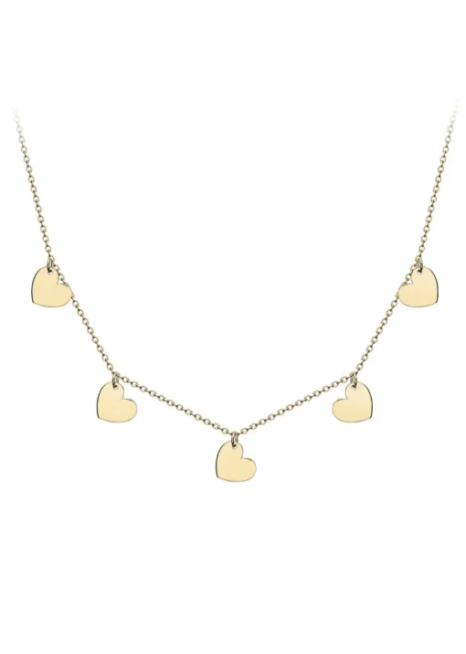 Golden Moments 9ct Yellow Gold 5-Heart Adjustable Necklace