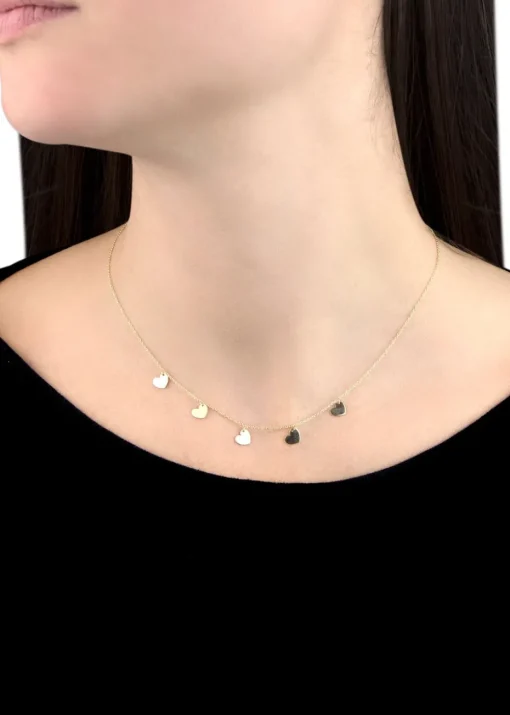 Golden Moments 9ct Yellow Gold 5-Heart Adjustable Necklace