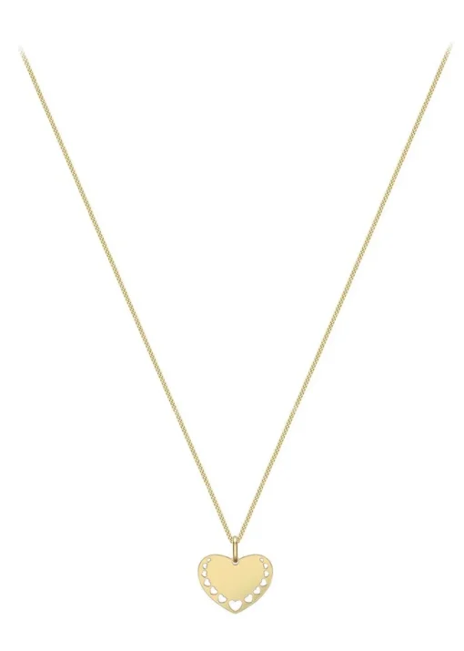 Golden Moments 9ct Yellow Gold Mini-Heart-Cutout-Design Heart Pendant