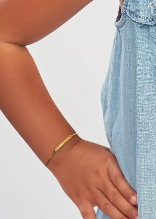 Golden Moments Gold Plated ID Bar October Birthstone CZ Bracelet