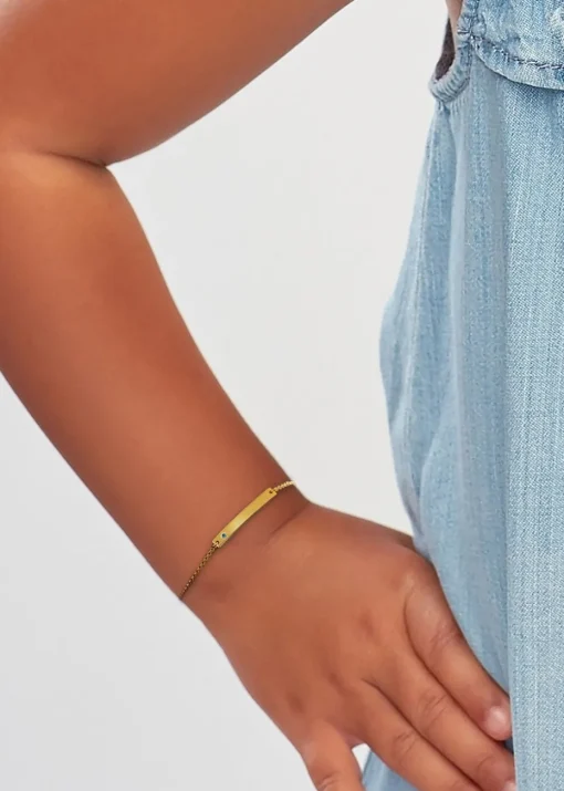 Golden Moments Gold Plated ID Bar December Birthstone CZ Bracelet