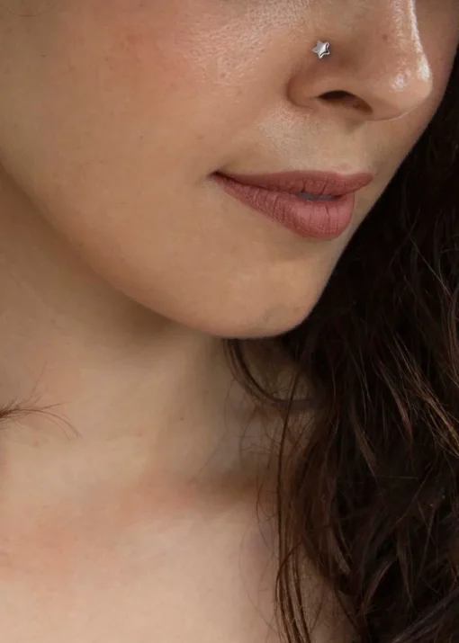 Golden Moments Sterling Silver Polished Star Nose Stud