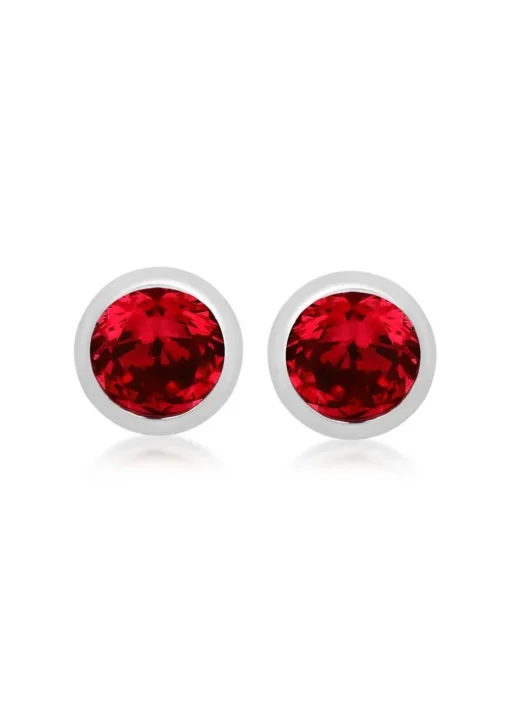 Golden Moments Sterling Silver CZ July Birthstone Stud Earrings