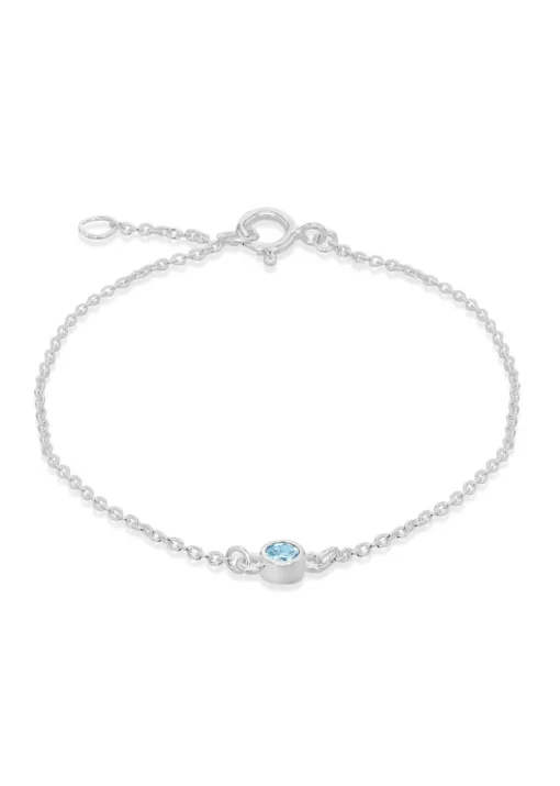 Golden Moments Sterling Silver CZ March Birthstone Bracelet