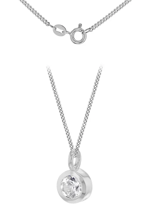 Golden Moments Sterling Silver CZ April Birthstone Necklace