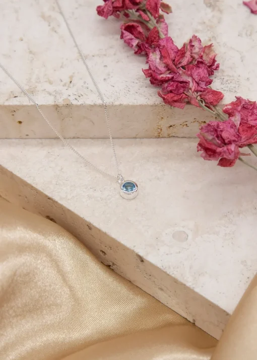 Golden Moments Sterling Silver CZ December Birthstone Necklace