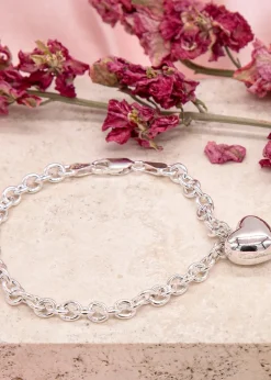 Golden Moments Sterling Silver Puffed-Heart Belcher Bracelet