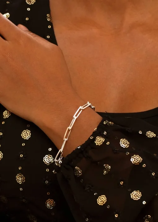 Golden Moments Sterling Silver Faceted Paper Bracelet
