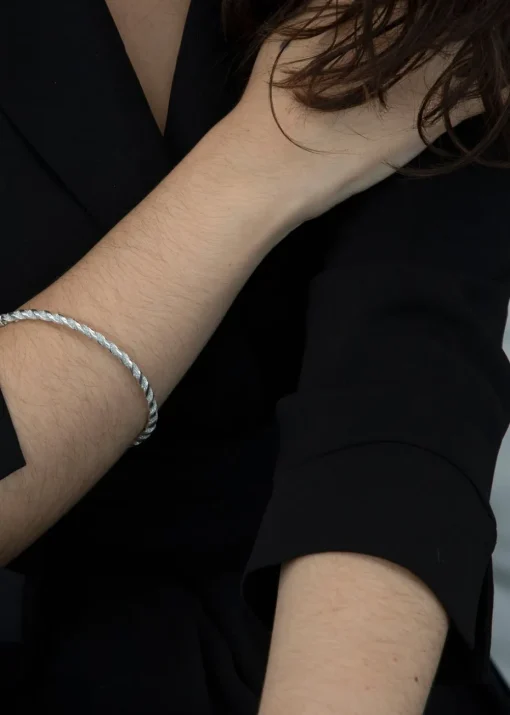 Golden Moments Sterling Silver Stardust Twist Bangle
