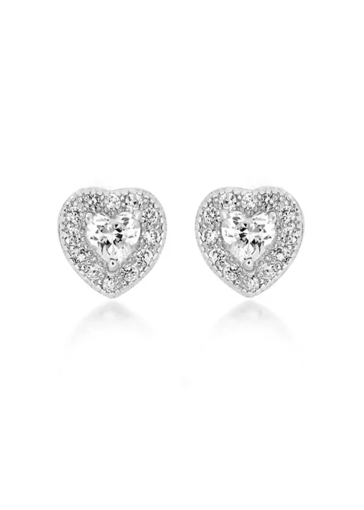 Golden Moments Sterling Silver CZ Heart Earrings