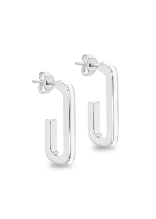 Golden Moments Sterling Silver Enamel J-Shape Stud Earrings