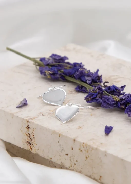 Golden Moments Sterling Silver Polished Heart Drop Earrings