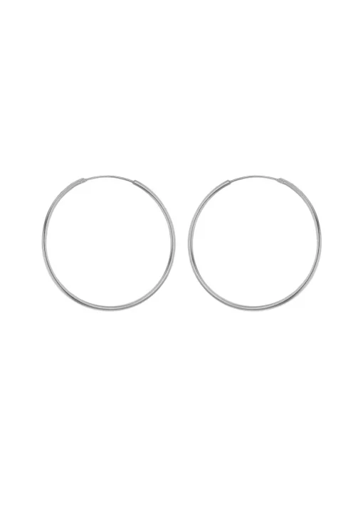 Golden Moments Sterling Silver Plain Hoop Earrings (35mm)