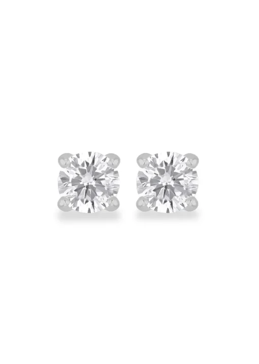 Golden Moments Sterling Silver Round CZ Stud Earrings
