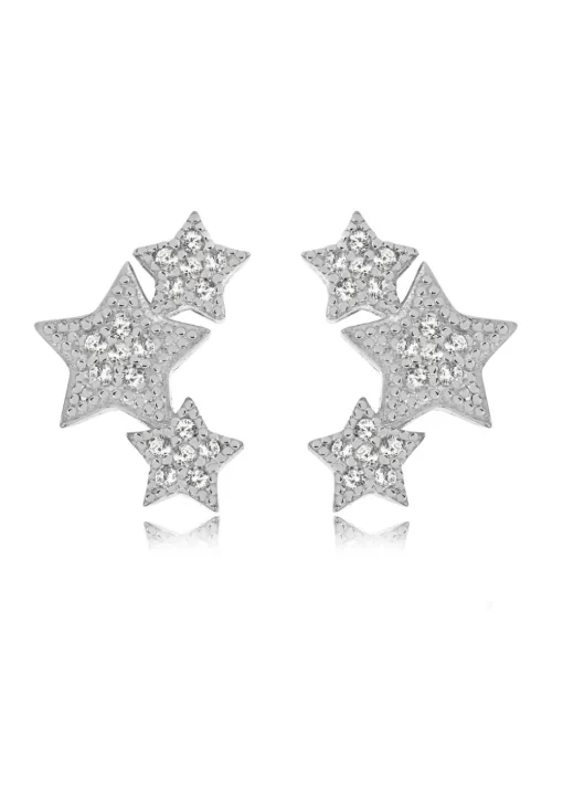 Golden Moments Sterling Silver CZ Star Earrings