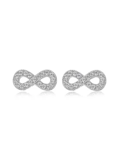 Golden Moments Sterling Silver CZ  'Infinity' Stud Earrings