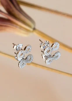 Golden Moments Sterling Silver CZ  'Infinity' Stud Earrings