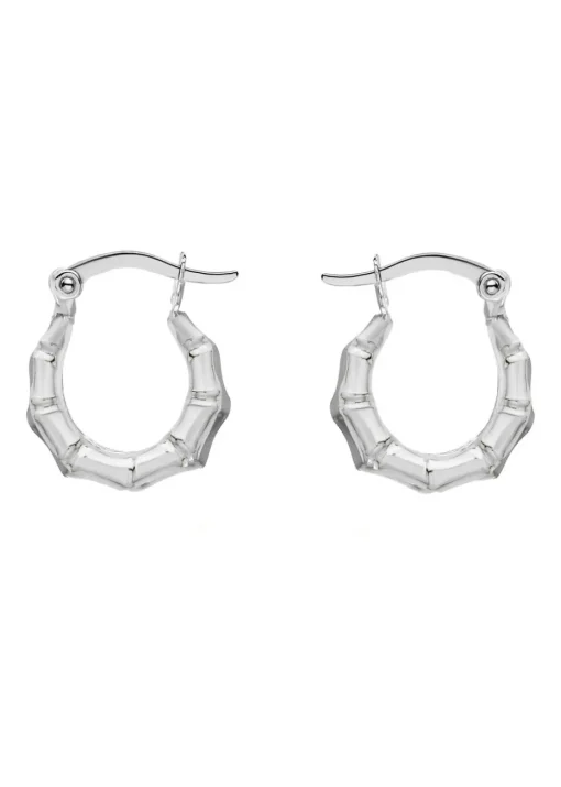 Golden Moments Sterling Silver 'Bamboo' Creole Earrings