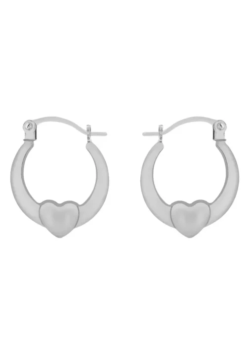 Golden Moments Sterling Silver Heart Creole Earrings