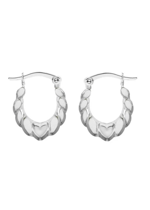 Golden Moments Sterling Silver Heart Hoop Earrings