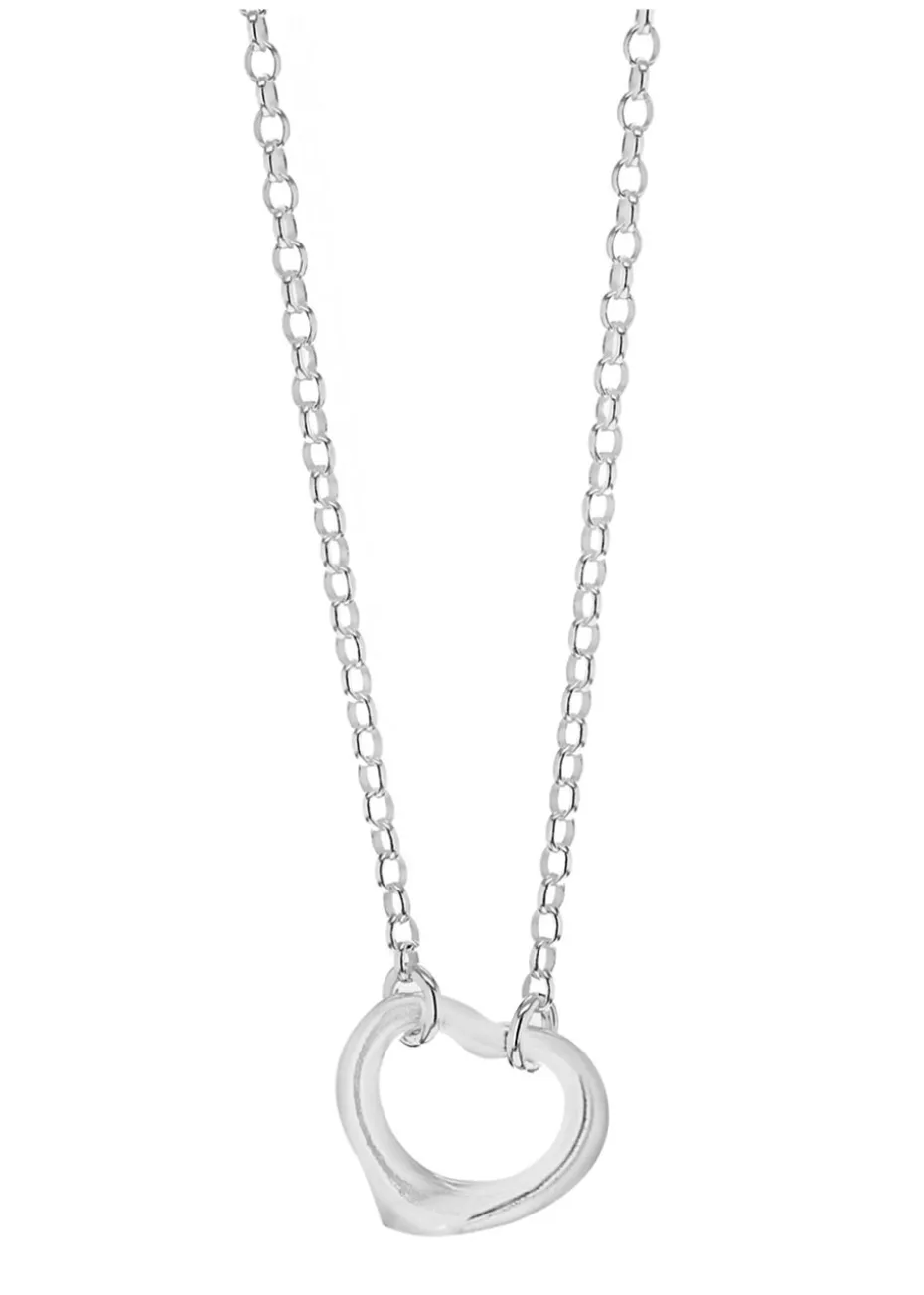 Golden Moments Sterling Silver Belcher Chain and Heart Necklace