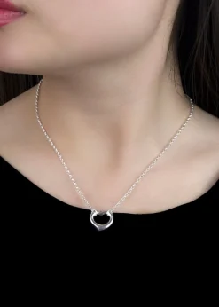 Golden Moments Sterling Silver Belcher Chain and Heart Necklace