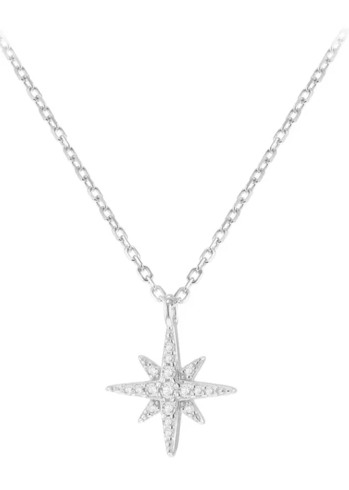 Golden Moments Sterling Silver Star with CZ Necklace